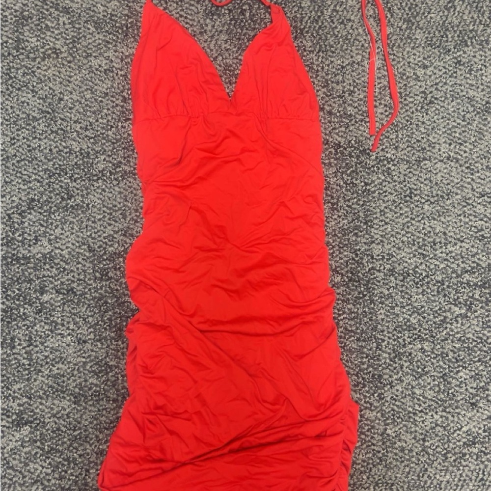 Tiger Mist Backless Halter Dress